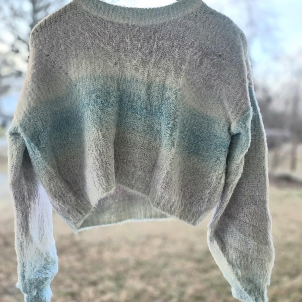 Wild Fable Gradient Cowl Sweater in Gray and Blue